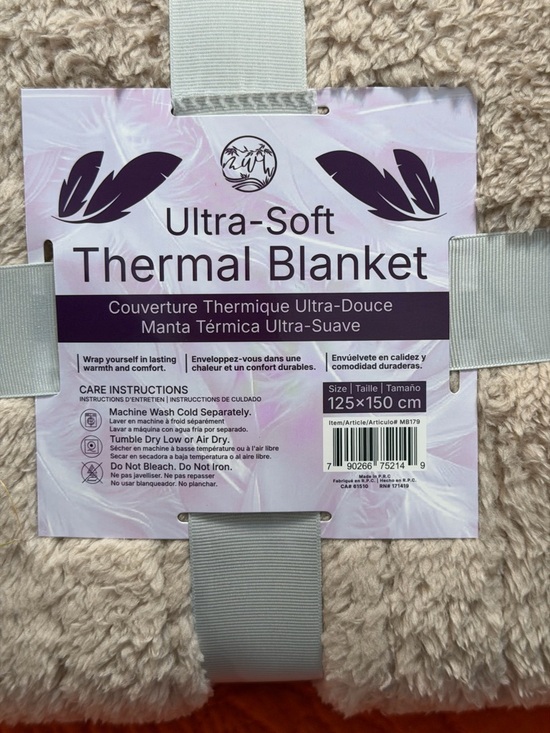 Ultra-Soft Thermal Blanket - Plush Cream Throw - Picture 2 of 5